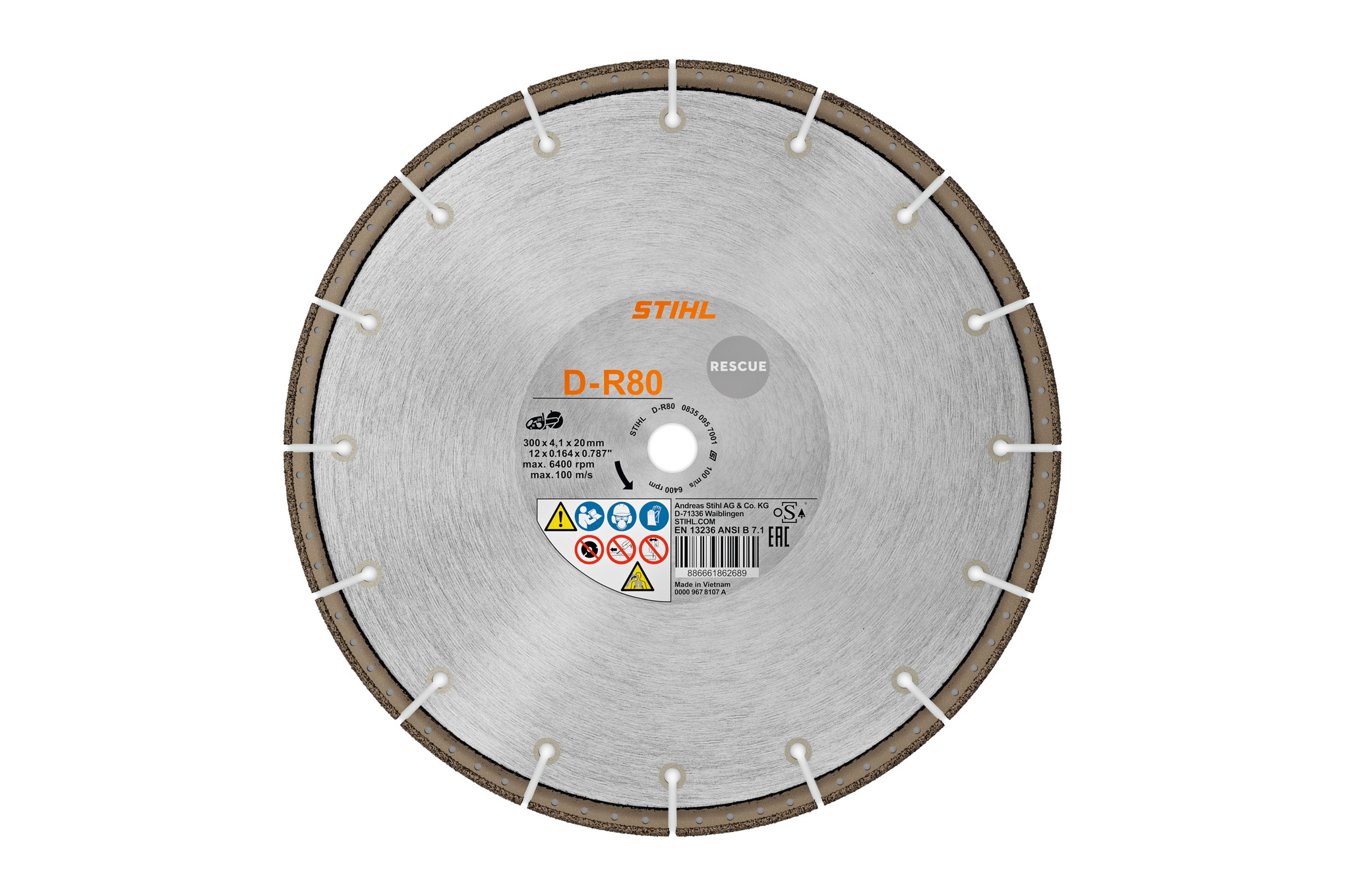 Diamant-Trennscheibe, Rescue, D-R80, Ø 300mm/12"