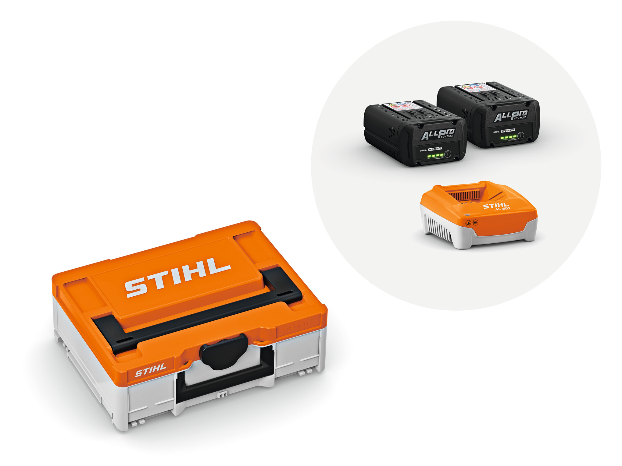 Akku-Box S mit 2x Akku AP 300.0 P C und Ladegerät AL 501