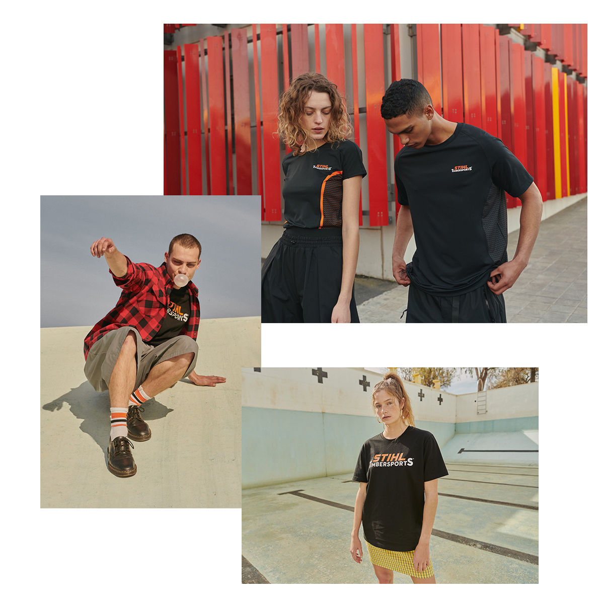 Junge Menschen in modischer Kleidung aus der STIHL TIMBERSPORTS® Series 